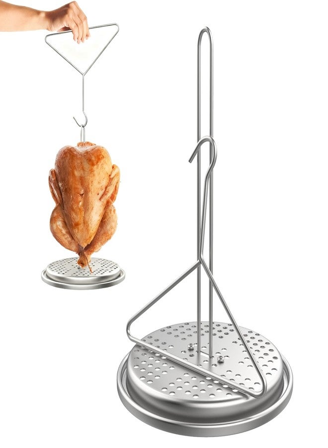 TAILGRILLER Perforated Turkey Chicken Poultry Deep Fryer Accessory Kit with Wire Handle Lifter Hook Vertical Roaster Holder Base - Image 1